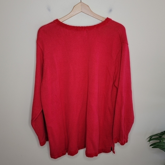 Vintage Quacker Factory | Red American Flag & Star Sequined V-neck Sweater - Picture 6 of 6